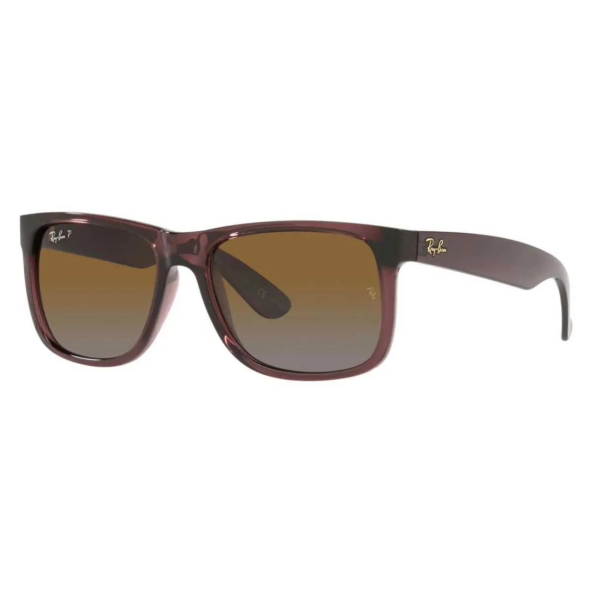 Ray-ban Justin Classic Sunglasses - Polished Clear Dark Brown Frame Brown Lenses by Ray-Ban