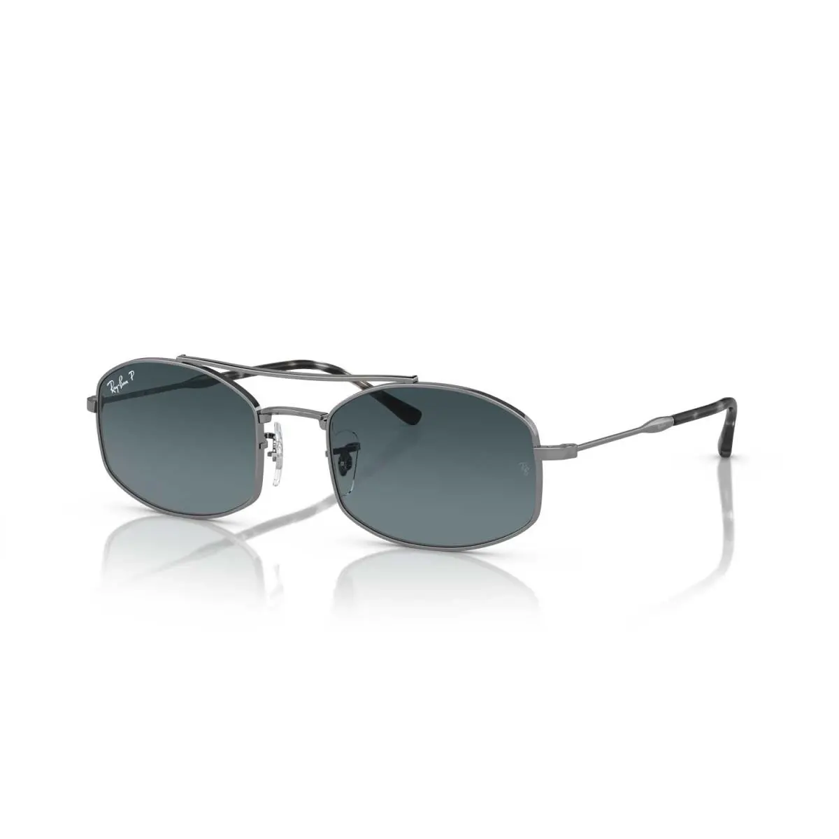 Ray-ban RB3719 Oval Polarized Sunglasses - Gunmetal Frame - Blue Lenses by Ray-Ban