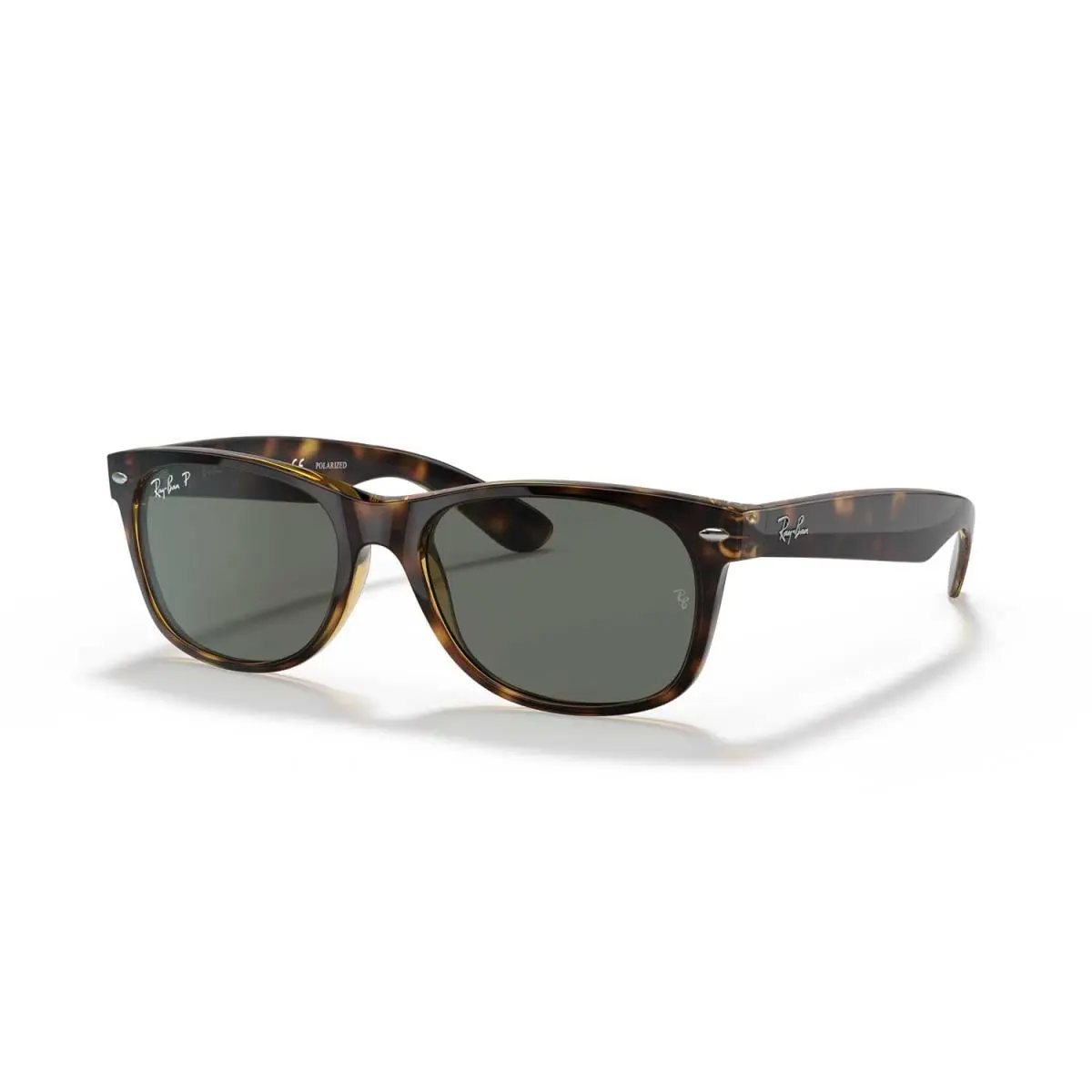 Ray-ban New Wayfarer Classic Polarized Sunglasses - Tortoise Frame Green Lenses by Ray-Ban