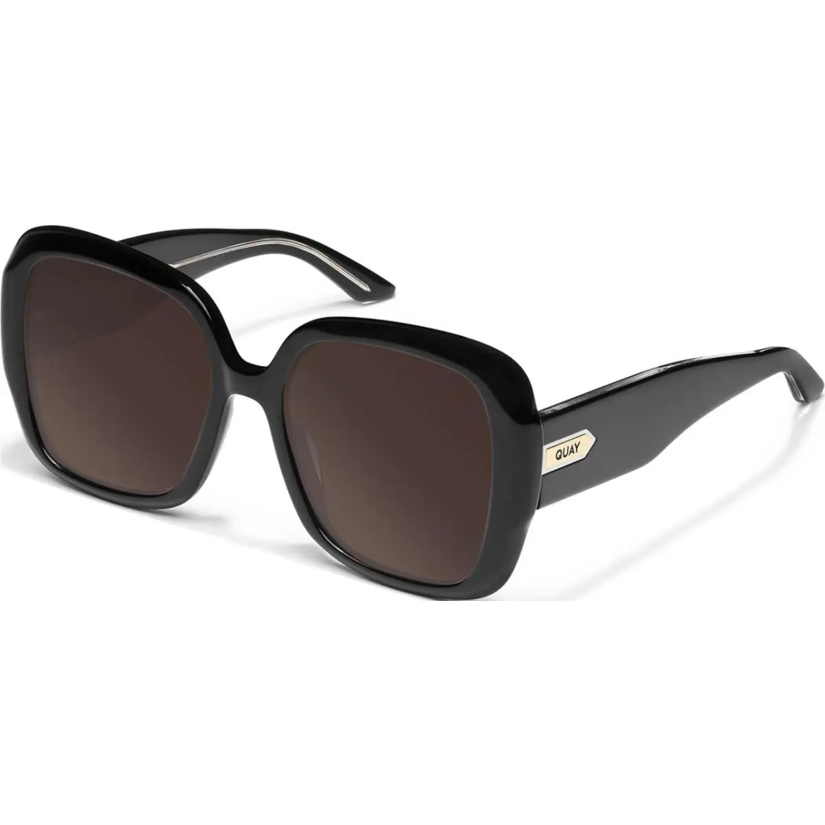 Quay Full Glam Women Square Polarized Sunglasses Gloss Black 56mm 4 Lens Options Grey Gradient NON-Polar by QUAY