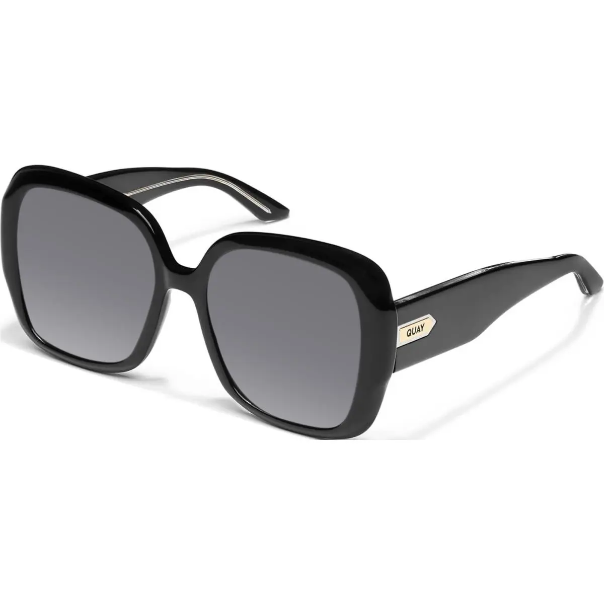 Quay Full Glam Women Square Polarized Sunglasses Gloss Black 56mm 4 Lens Options Silver Mirror Polar by QUAY
