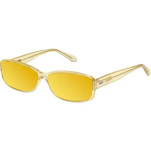Quay Vibe Check Womens Square Polarized Sunglasses Yellow 62mm Choose Lens Color Gold Mirror Polar by QUAY