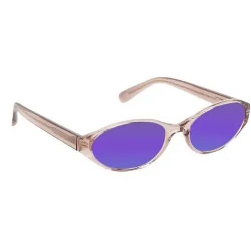 Quay Australia Aura Points Oval Polarized Sunglasses in Brown Doe 55mm 10 Option Purple Mirror Polar by QUAY