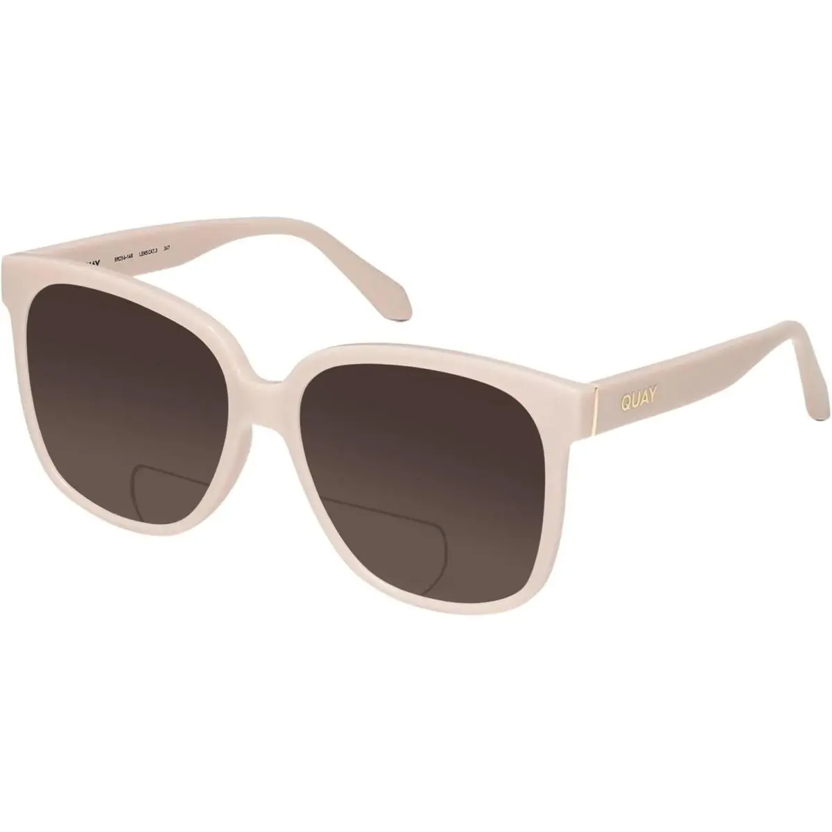 Quay Wide Awake Women`s Panthos Polarized Bi-focal Sunglasses in Shiny Gold 59mm Brown by QUAY