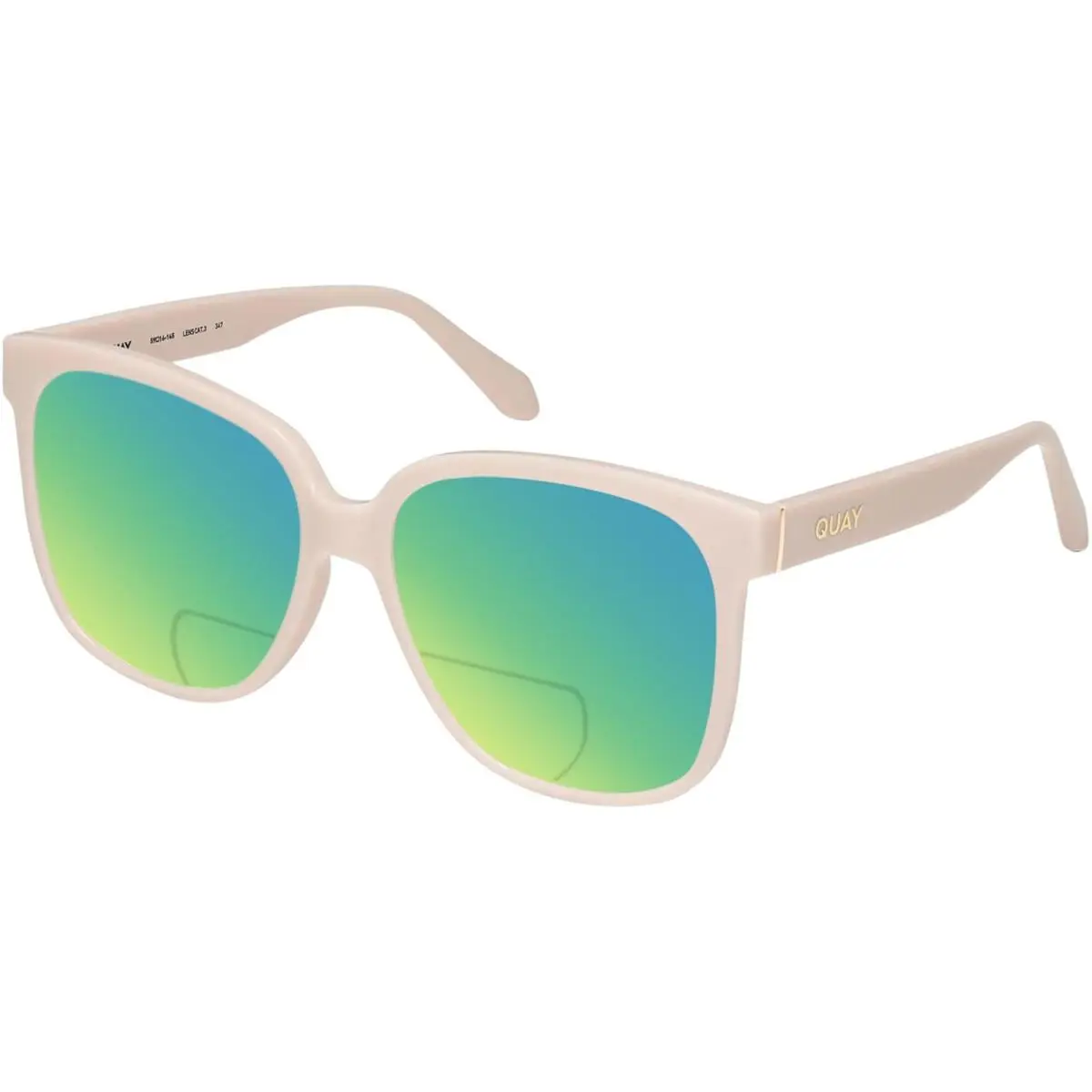 Quay Wide Awake Women`s Panthos Polarized Bi-focal Sunglasses in Shiny Gold 59mm Green Mirror by QUAY