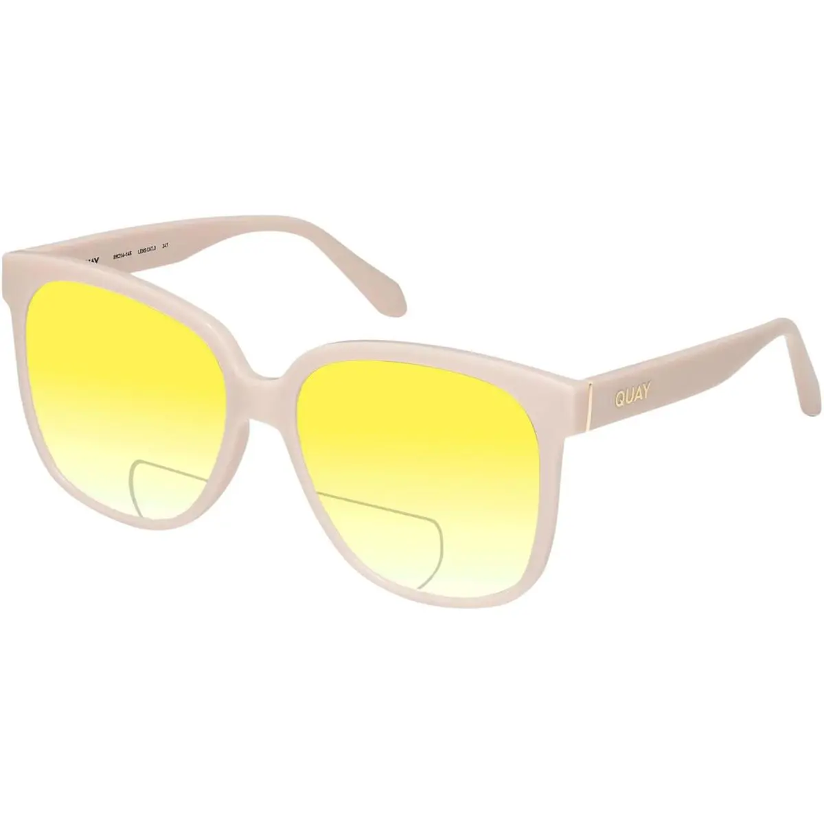 Quay Wide Awake Women`s Panthos Polarized Bi-focal Sunglasses in Shiny Gold 59mm Yellow by QUAY