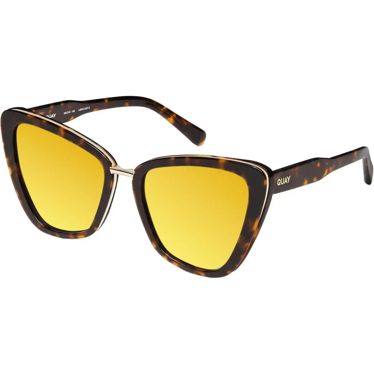 Quay All Talk Women`s Cat Eye Polarized Sunglasses Brown Tortoise 58mm 10 Option Gold Mirror Polar by QUAY