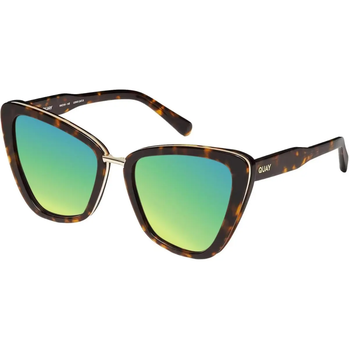 Quay All Talk Women`s Cat Eye Polarized Sunglasses Brown Tortoise 58mm 10 Option Green Mirror Polar by QUAY