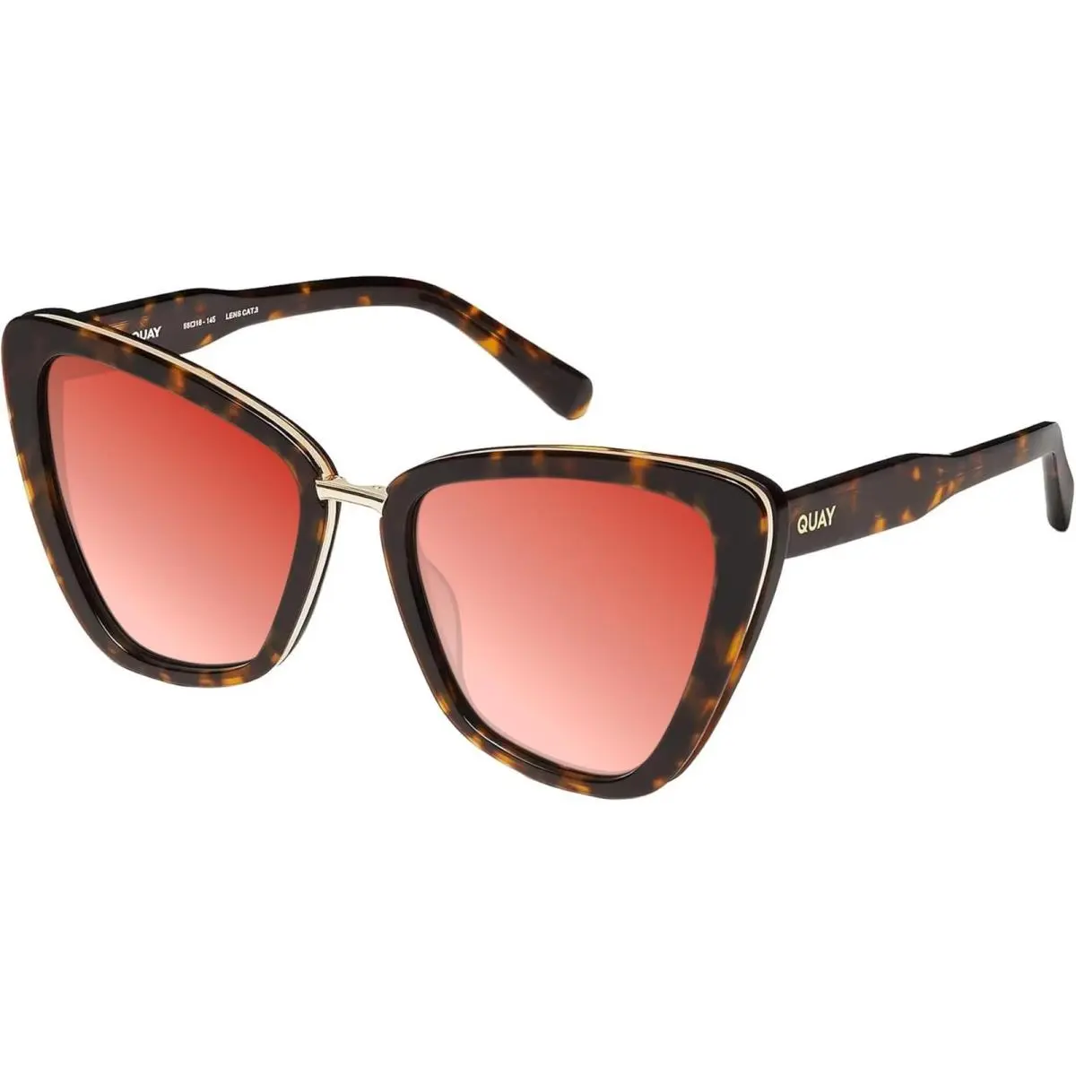 Quay All Talk Women`s Cat Eye Polarized Sunglasses Brown Tortoise 58mm 10 Option Red Mirror Polar by QUAY