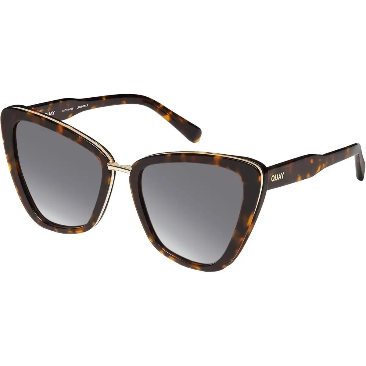 Quay All Talk Women`s Cat Eye Polarized Sunglasses Brown Tortoise 58mm 10 Option Silver Mirror Polar by QUAY