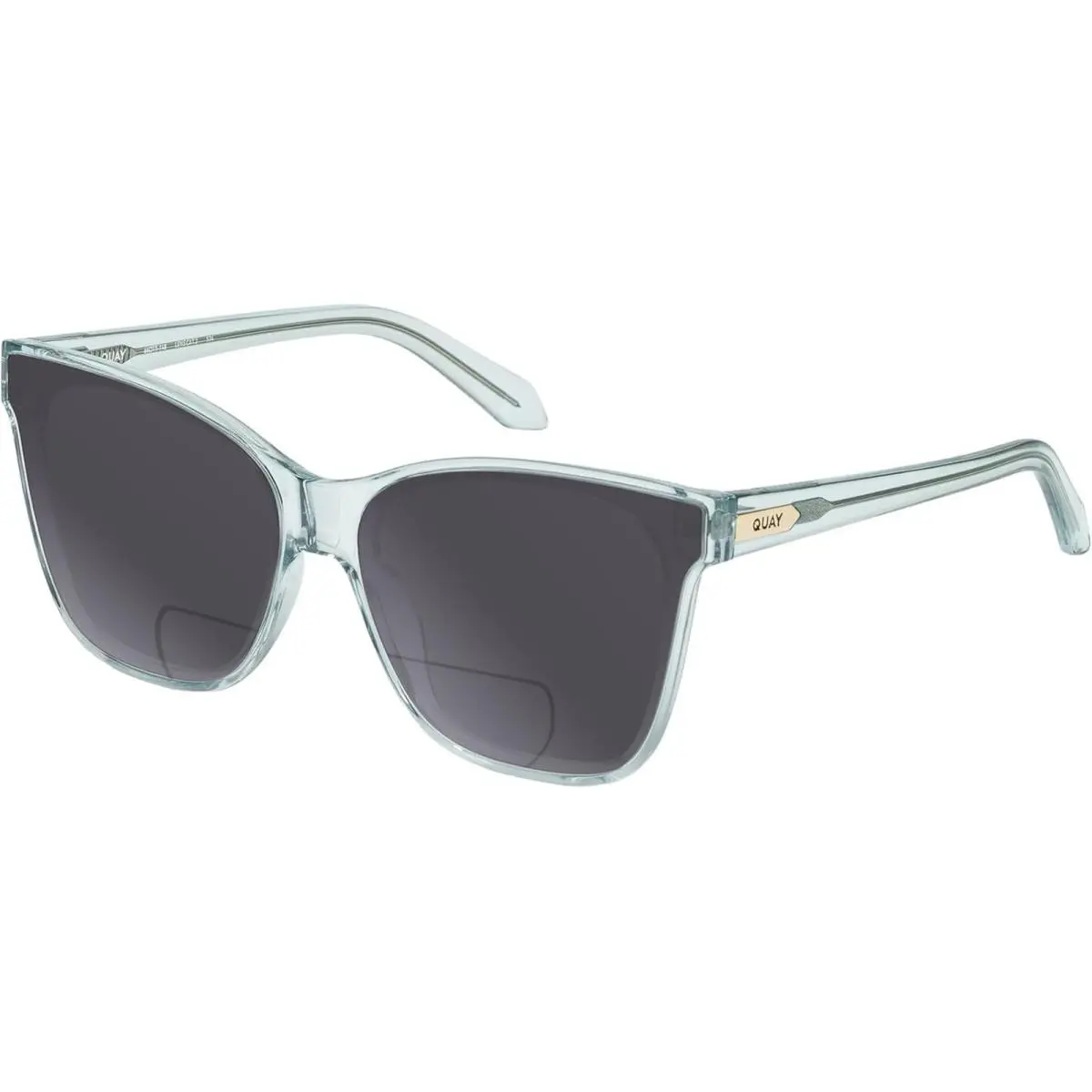 Quay After Party Women`s Square Polarized Bi-focal Sunglasses in Clear Aqua Blue Grey by QUAY