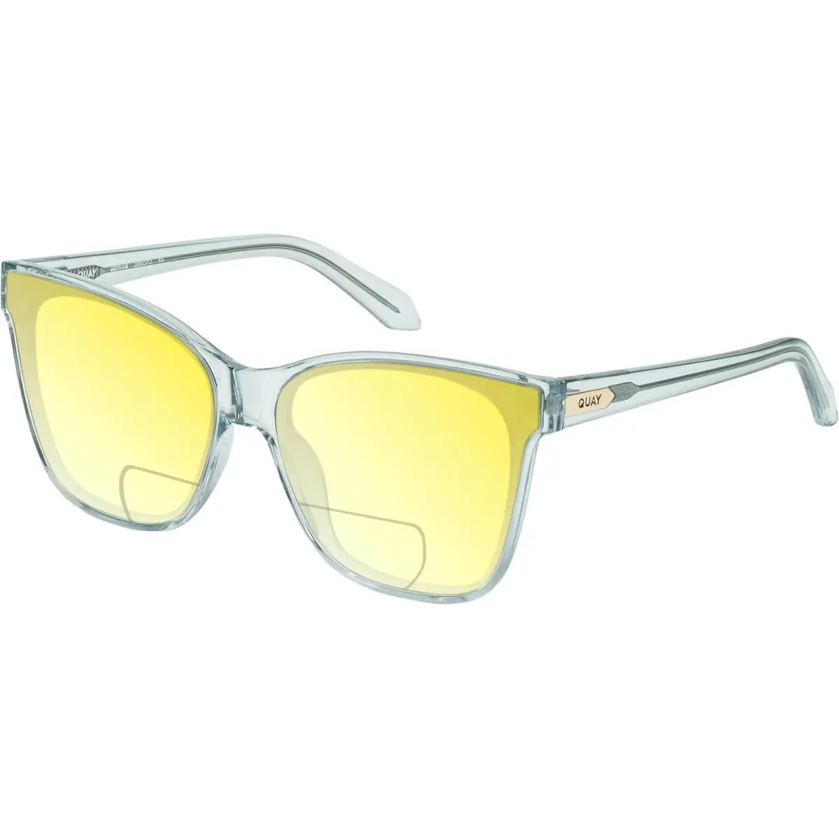 Quay After Party Women`s Square Polarized Bi-focal Sunglasses in Clear Aqua Blue Yellow by QUAY