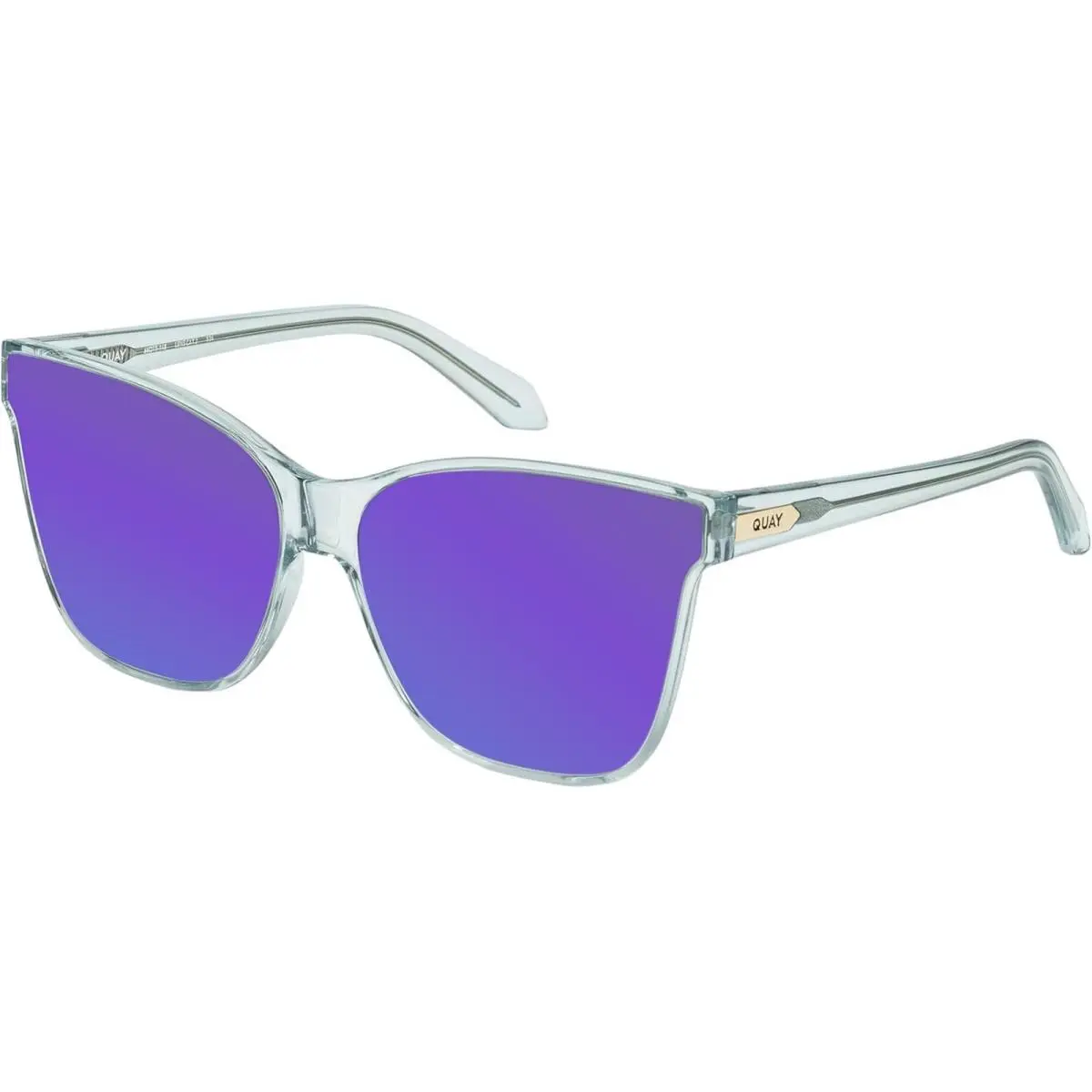 Quay After Party Lady Square Polarized Sunglasses Clear Aqua Blue 66mm 10 Option Purple Mirror Polar by QUAY