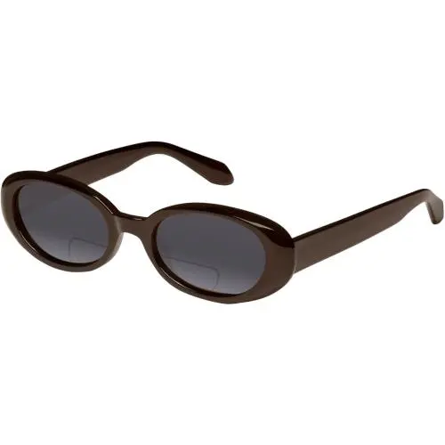 Quay Felt Cute Women`s Round Polarized Bi-focal Sunglasses Chocolate Brown 52 mm Grey by QUAY