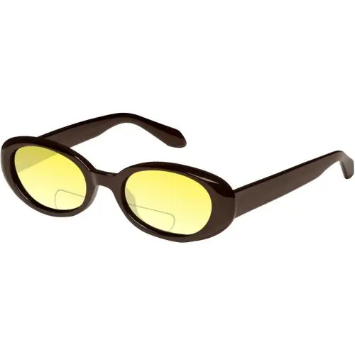 Quay Felt Cute Women`s Round Polarized Bi-focal Sunglasses Chocolate Brown 52 mm Yellow by QUAY