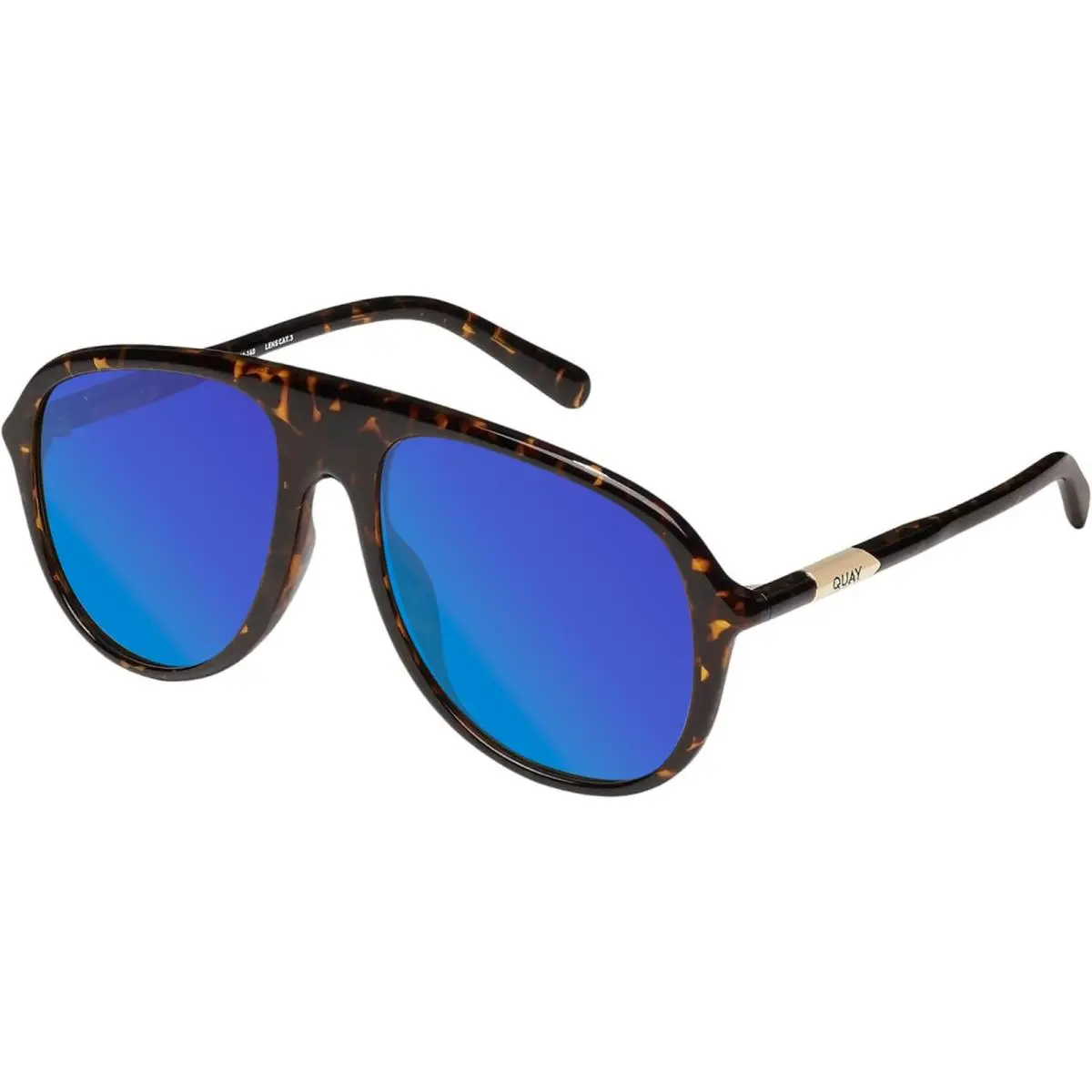 Quay Chart Topper Mens Pilot Polarized Sunglasses Brown Tortoise 57 mm 10 Option Blue Mirror Polar by QUAY