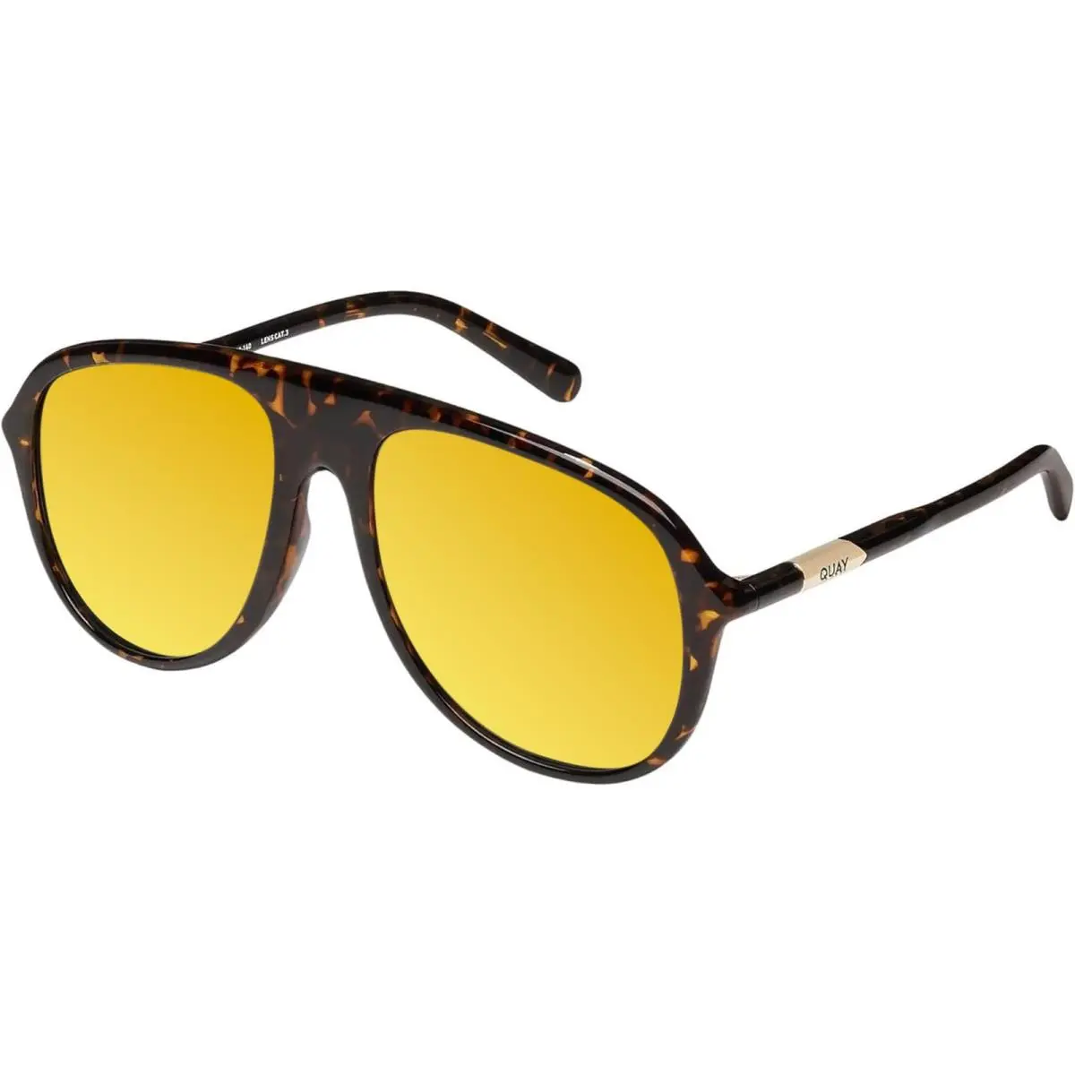 Quay Chart Topper Mens Pilot Polarized Sunglasses Brown Tortoise 57 mm 10 Option Gold Mirror Polar by QUAY