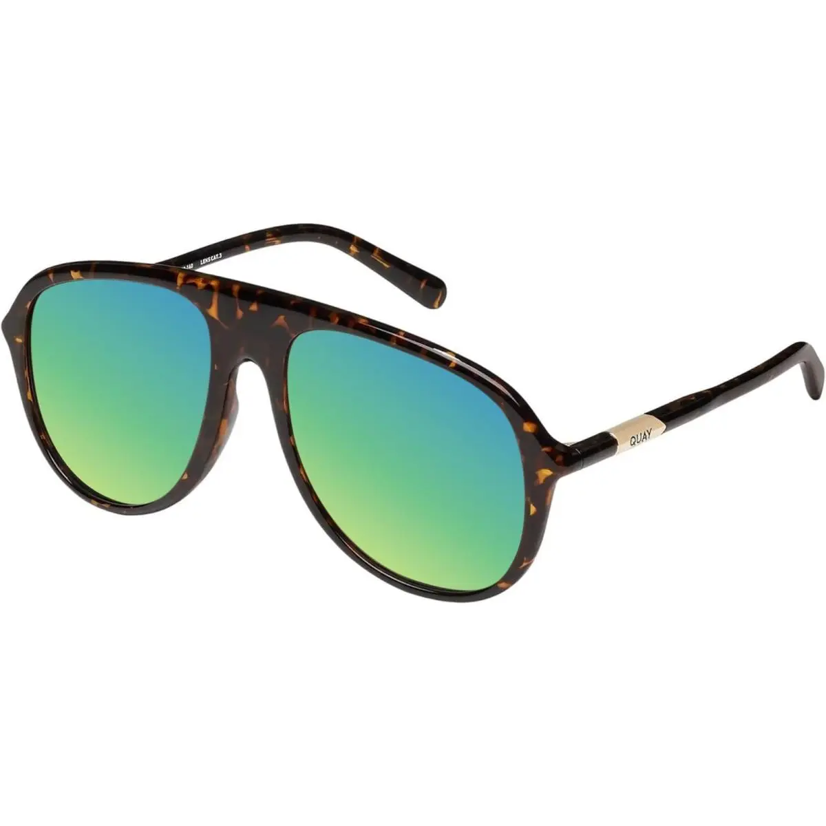 Quay Chart Topper Mens Pilot Polarized Sunglasses Brown Tortoise 57 mm 10 Option Green Mirror Polar by QUAY