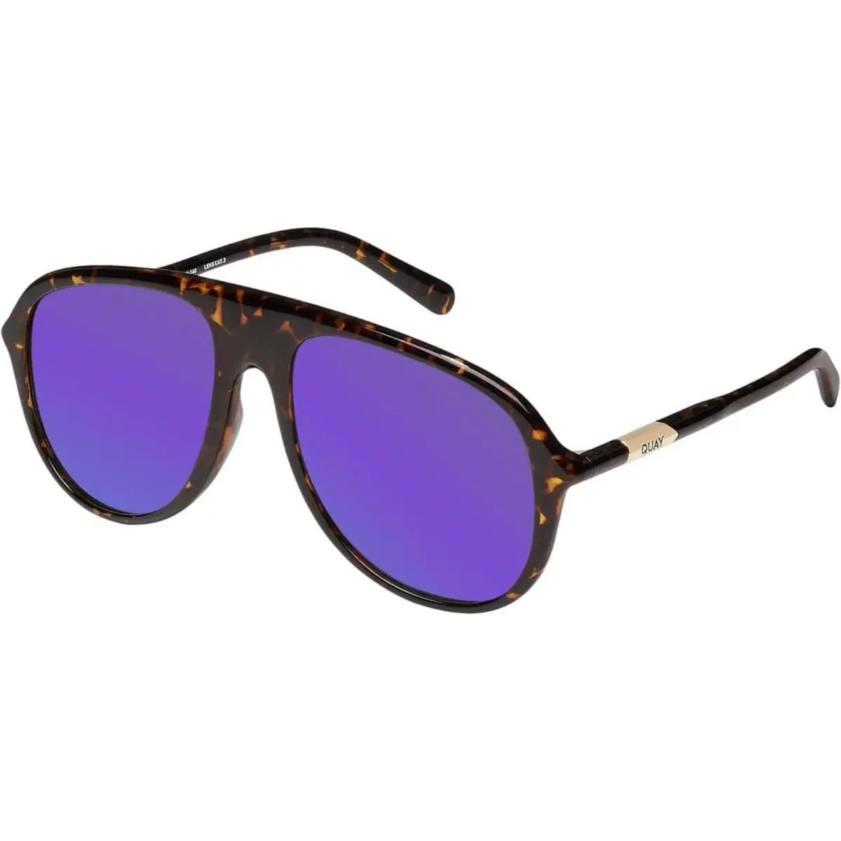 Quay Chart Topper Mens Pilot Polarized Sunglasses Brown Tortoise 57 mm 10 Option Purple Mirror Polar by QUAY