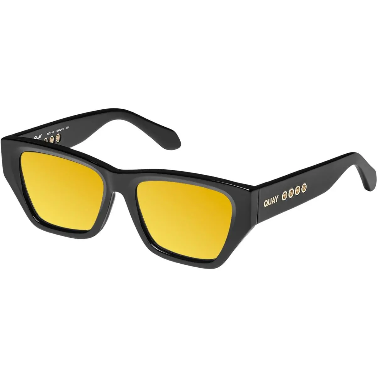 Quay No Apologies Unisex Square Polarized Sunglasses Gloss Black 55 mm 10 Option Gold Mirror Polar by QUAY