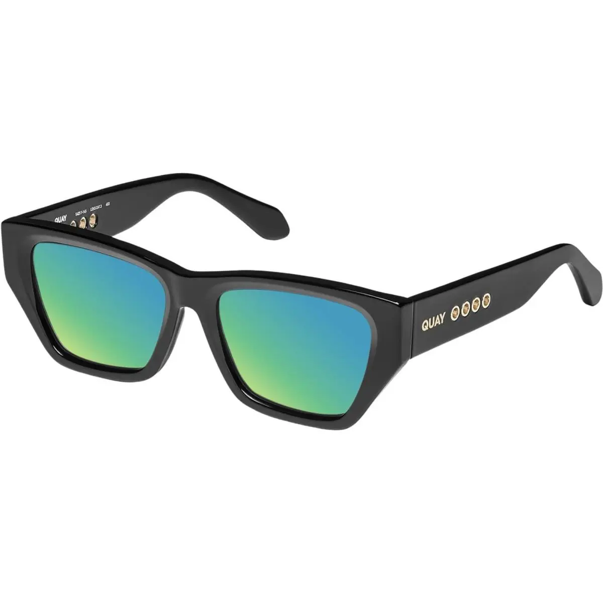 Quay No Apologies Unisex Square Polarized Sunglasses Gloss Black 55 mm 10 Option Green Mirror Polar by QUAY