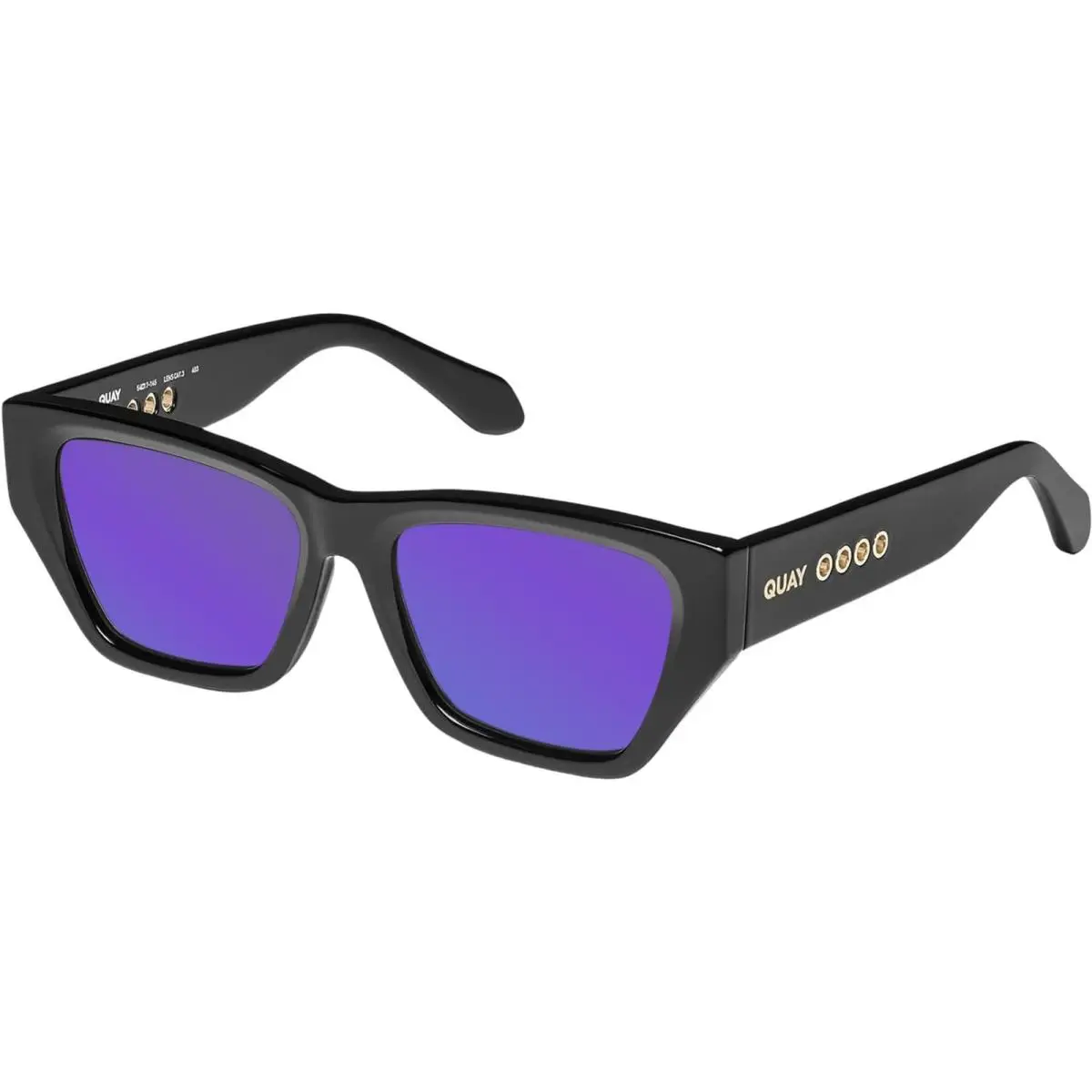 Quay No Apologies Unisex Square Polarized Sunglasses Gloss Black 55 mm 10 Option Purple Mirror Polar by QUAY