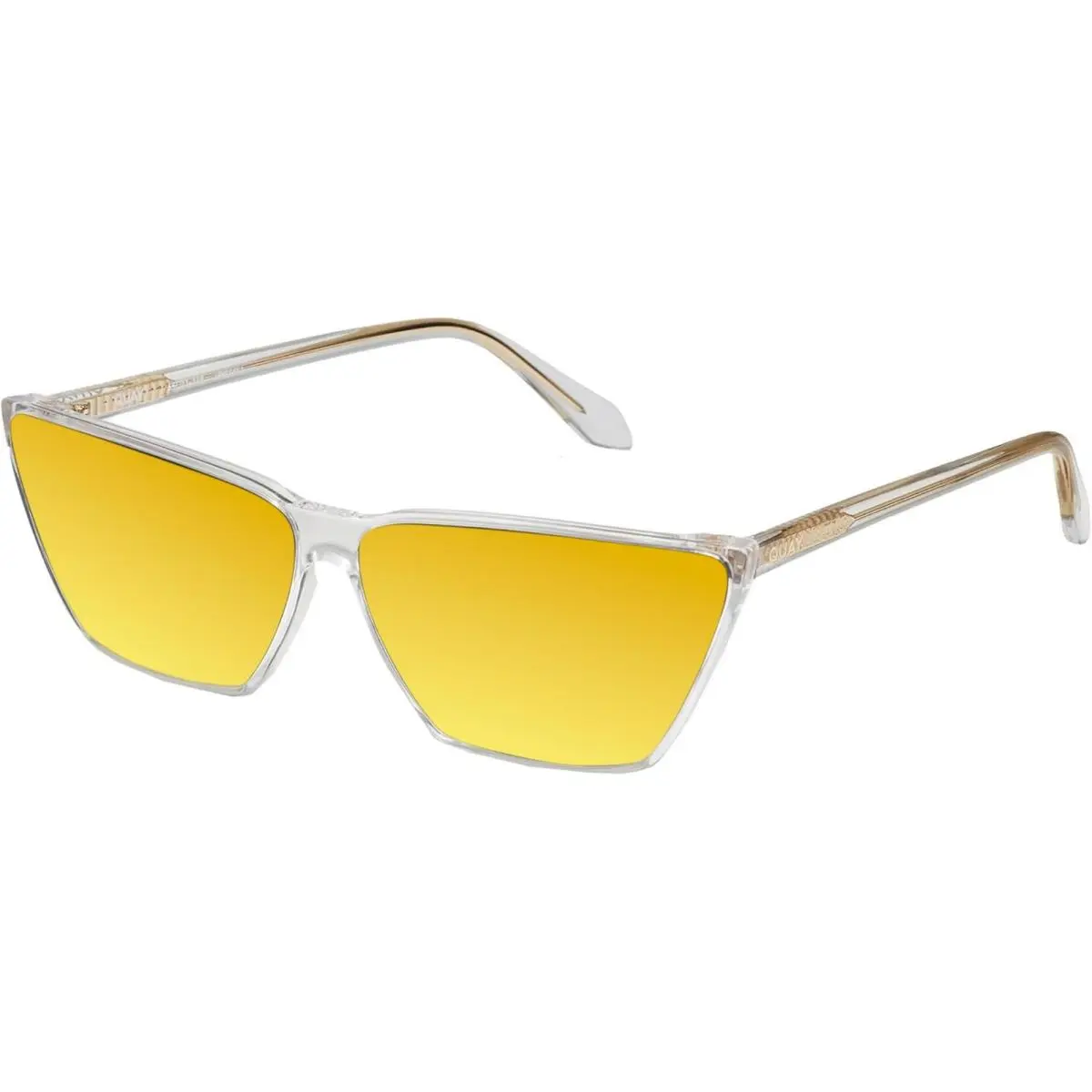 Quay Bad Habit Women`s Cat Eye Polarized Sunglasses Clear 65mm Choose Lens Color Gold Mirror Polar by QUAY