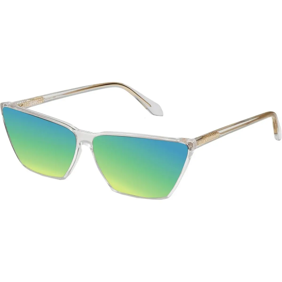Quay Bad Habit Women`s Cat Eye Polarized Sunglasses Clear 65mm Choose Lens Color Green Mirror Polar by QUAY