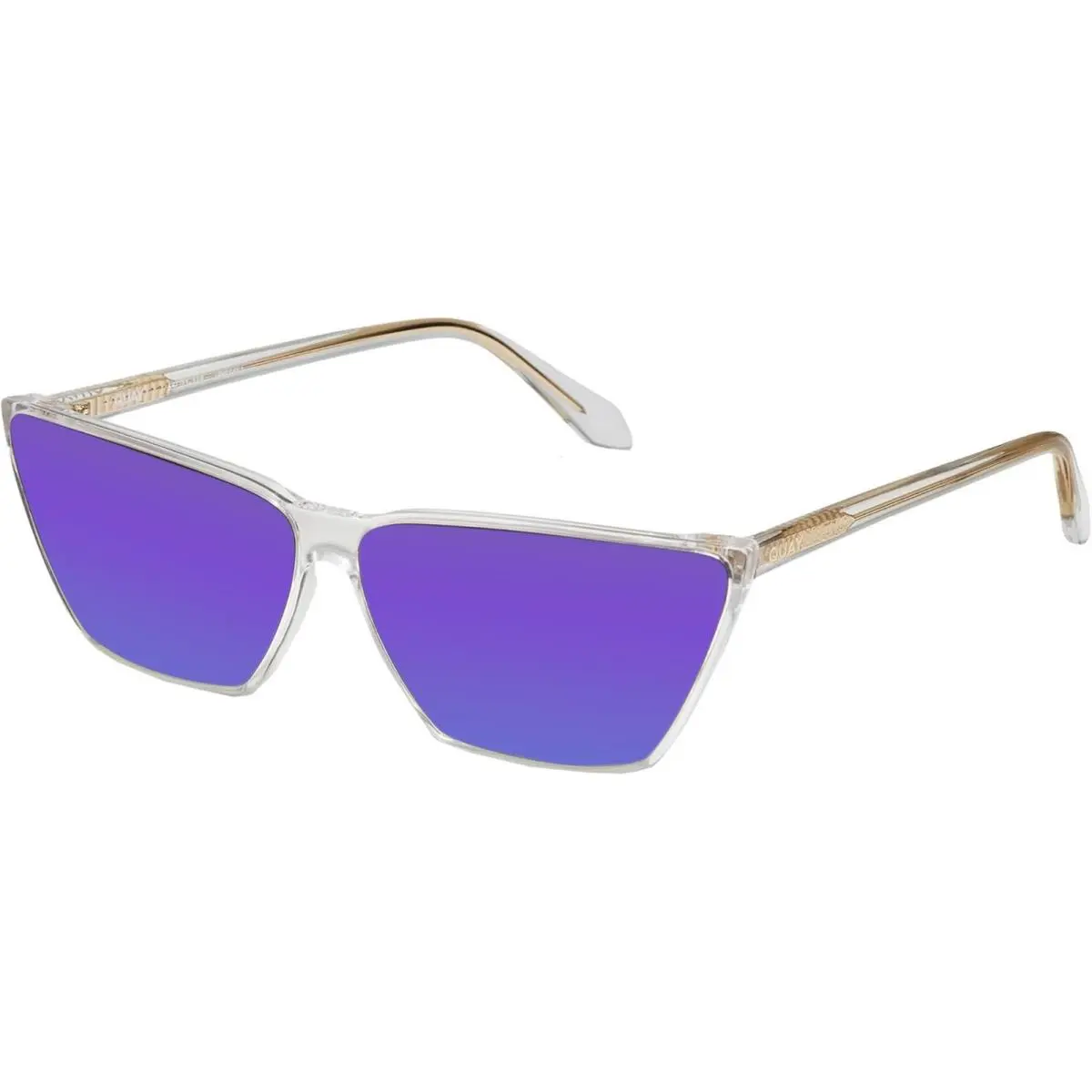 Quay Bad Habit Women`s Cat Eye Polarized Sunglasses Clear 65mm Choose Lens Color Purple Mirror Polar by QUAY