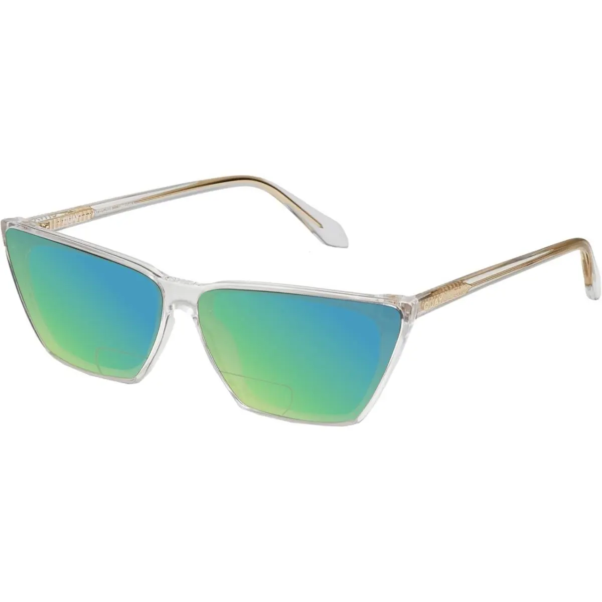 Quay Bad Habit Women`s Cat Eye Polarized Bi-focal Sunglasses in Clear 65mm 41 OP Blue Mirror by QUAY