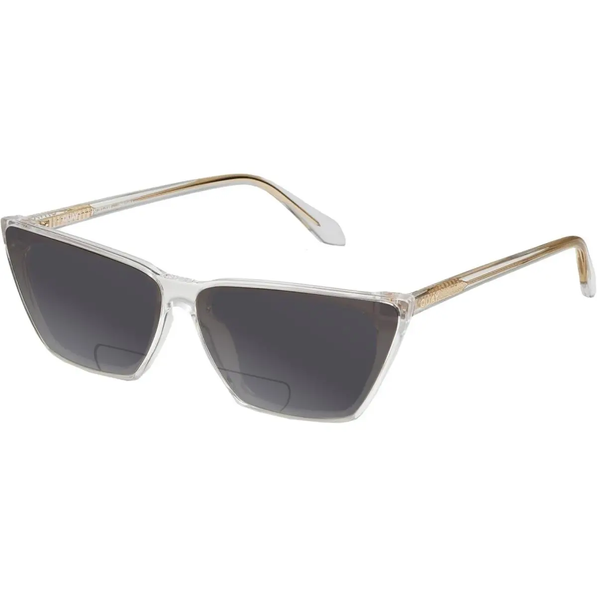 Quay Bad Habit Women`s Cat Eye Polarized Bi-focal Sunglasses in Clear 65mm 41 OP Grey by QUAY