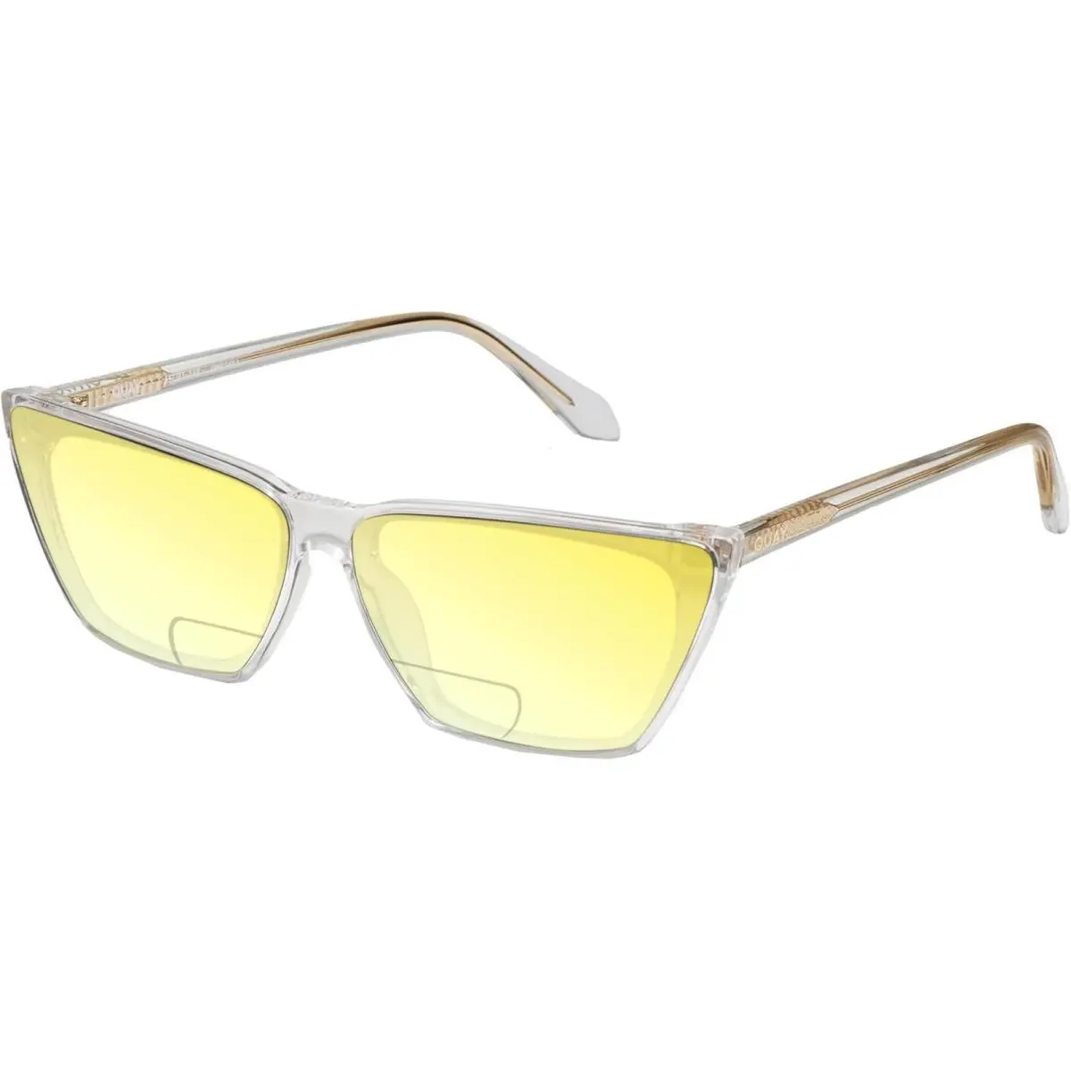Quay Bad Habit Women`s Cat Eye Polarized Bi-focal Sunglasses in Clear 65mm 41 OP Yellow by QUAY