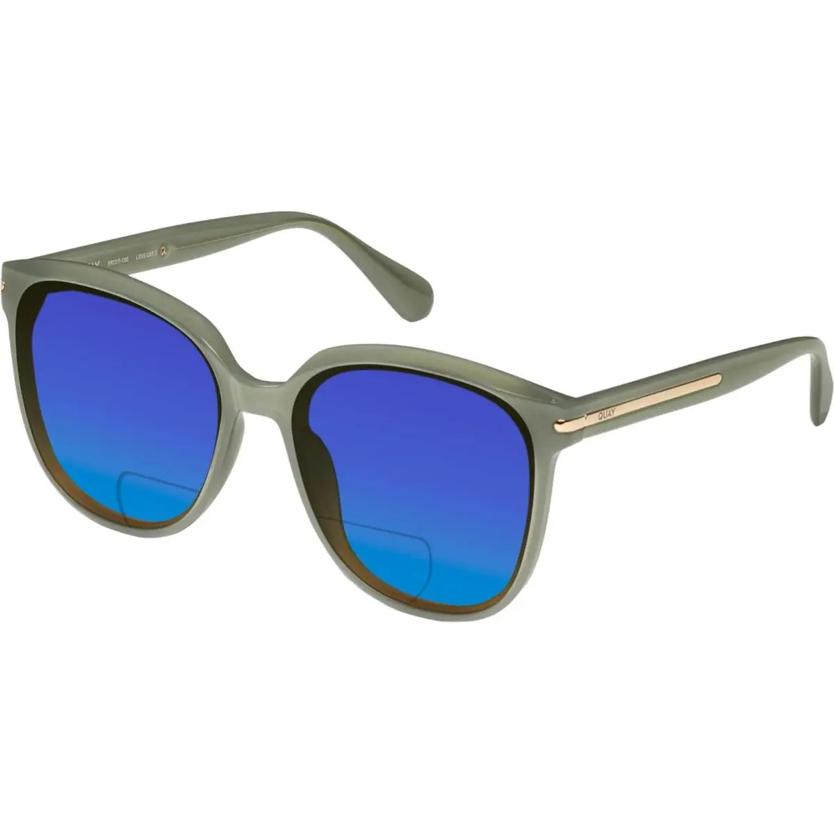 Quay Rent Free Women`s Panthos Polarized Bi-focal Sunglasses in Jade Green 59 mm Blue Mirror by QUAY