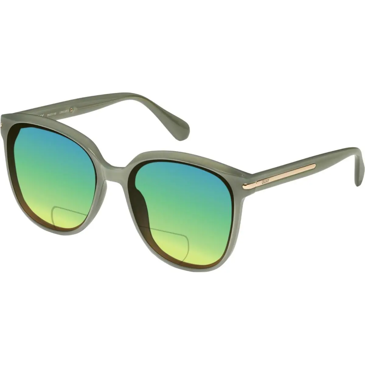 Quay Rent Free Women`s Panthos Polarized Bi-focal Sunglasses in Jade Green 59 mm Green Mirror by QUAY