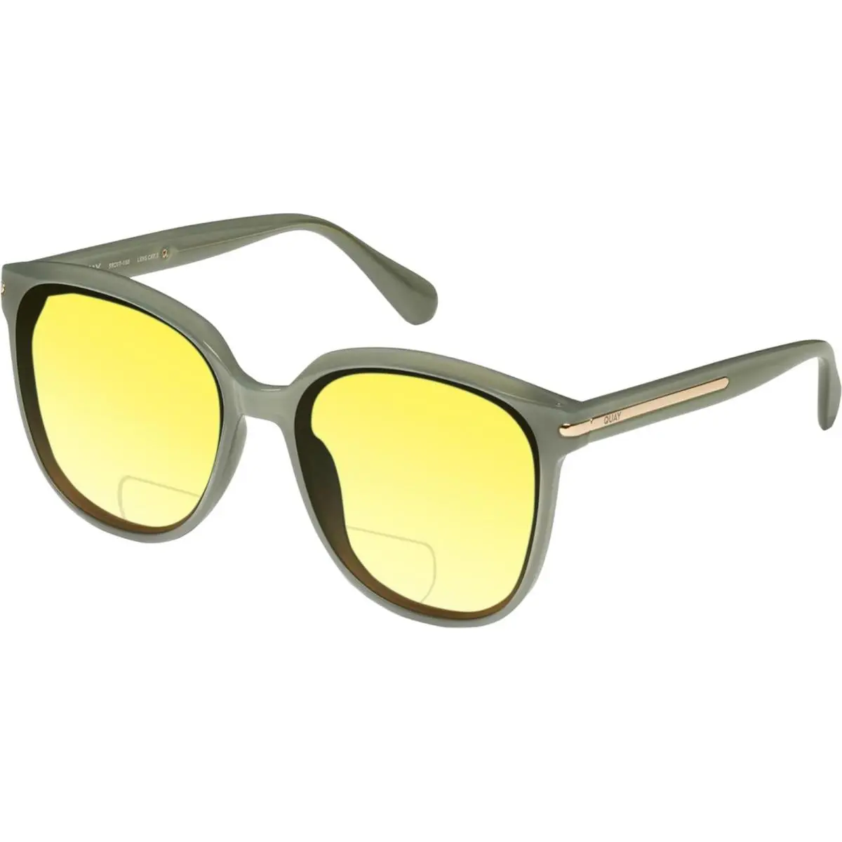 Quay Rent Free Women`s Panthos Polarized Bi-focal Sunglasses in Jade Green 59 mm Yellow by QUAY