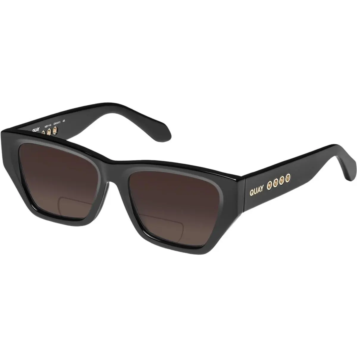 Quay No Apologies Unisex Square Polarized Bi-focal Sunglasses Gloss Black 55 mm Brown by QUAY