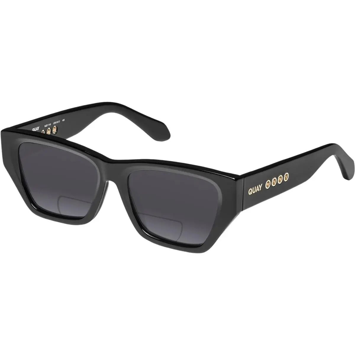 Quay No Apologies Unisex Square Polarized Bi-focal Sunglasses Gloss Black 55 mm Grey by QUAY