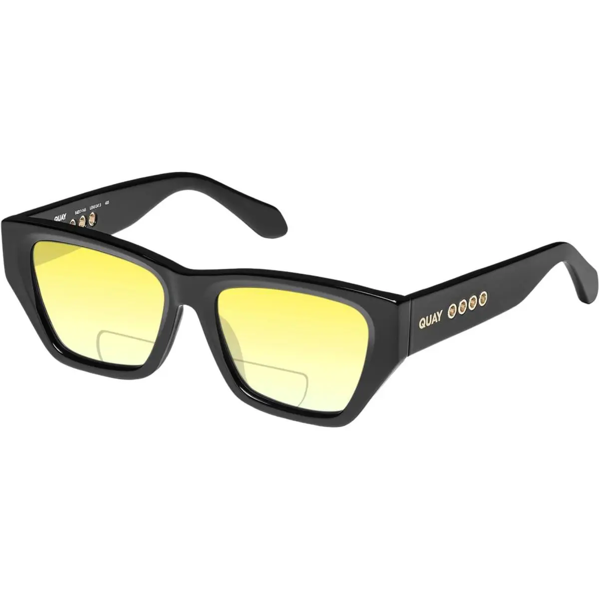 Quay No Apologies Unisex Square Polarized Bi-focal Sunglasses Gloss Black 55 mm Yellow by QUAY