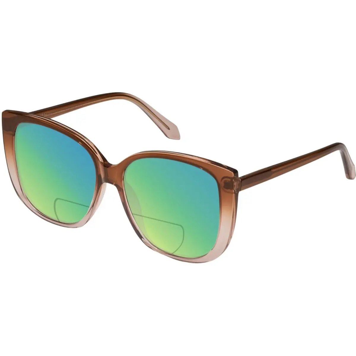 Quay Ever After Women`s Cat Eye Polarized Bi-focal Sunglasses in Brown Doe 58 mm Green Mirror by QUAY