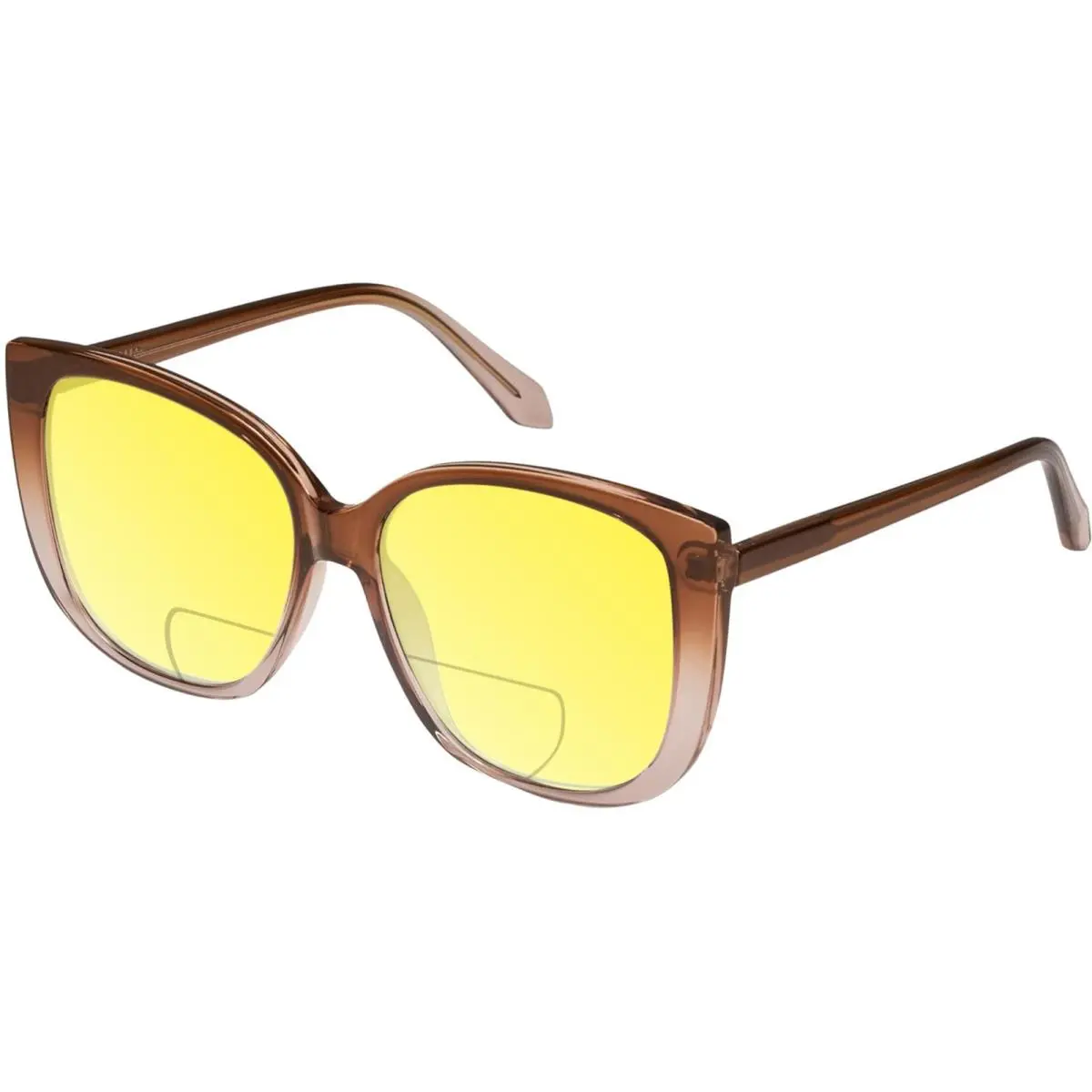 Quay Ever After Women`s Cat Eye Polarized Bi-focal Sunglasses in Brown Doe 58 mm Yellow by QUAY