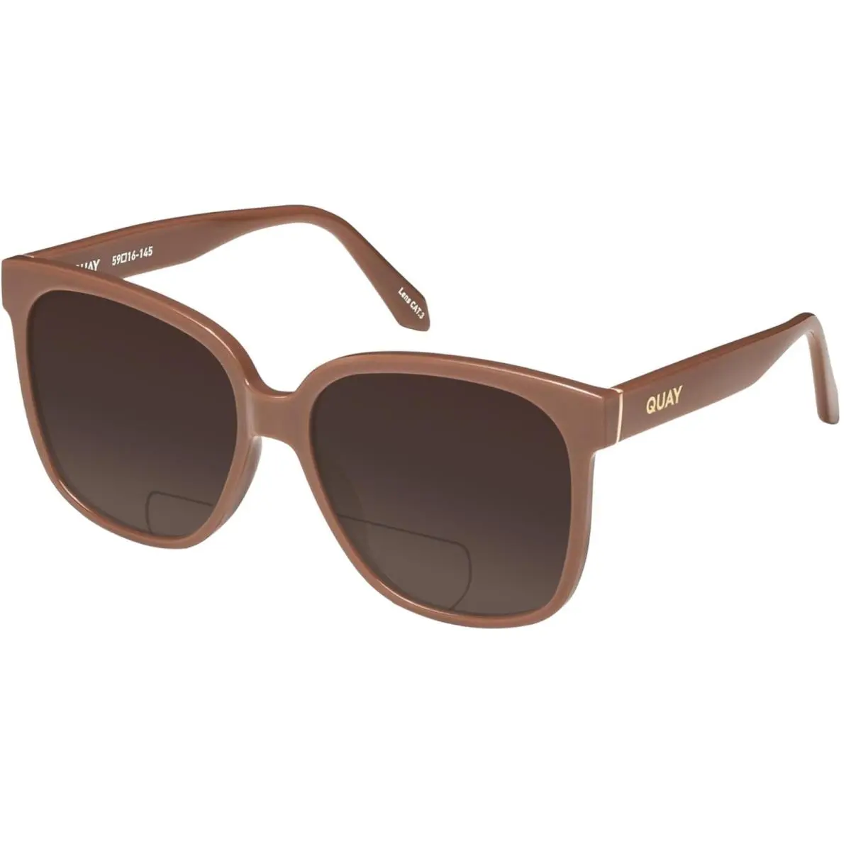 Quay Wide Awake Women`s Panthos Polarized Bi-focal Sunglasses in Gloss Tan Brown Brown by QUAY