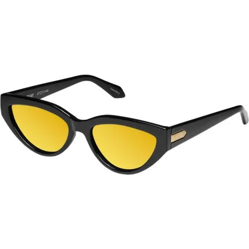 Quay Narrow Down Women`s Cat Eye Polarized Sunglasses Gloss Black 57mm 10 Option Gold Mirror Polar by QUAY