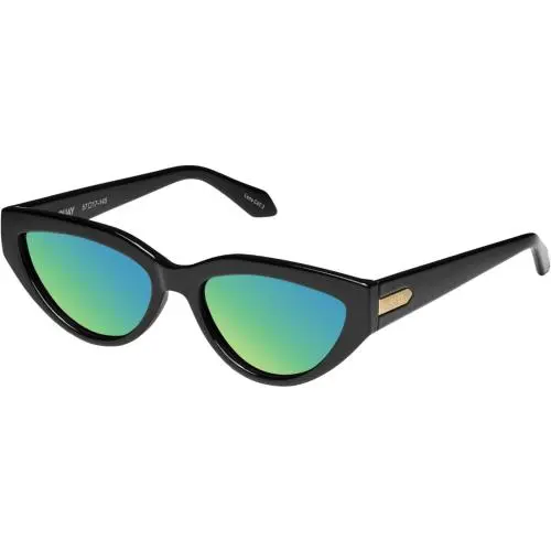 Quay Narrow Down Women`s Cat Eye Polarized Sunglasses Gloss Black 57mm 10 Option Green Mirror Polar by QUAY