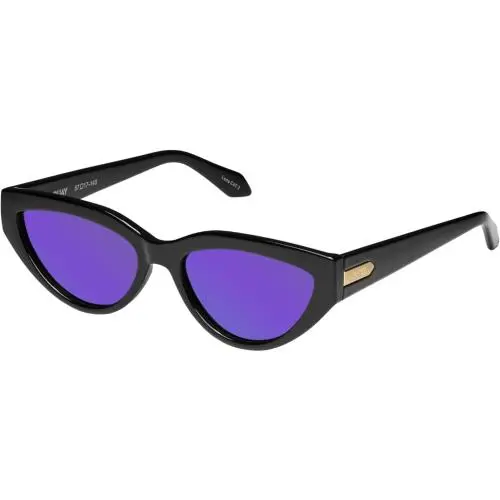Quay Narrow Down Women`s Cat Eye Polarized Sunglasses Gloss Black 57mm 10 Option Purple Mirror Polar by QUAY