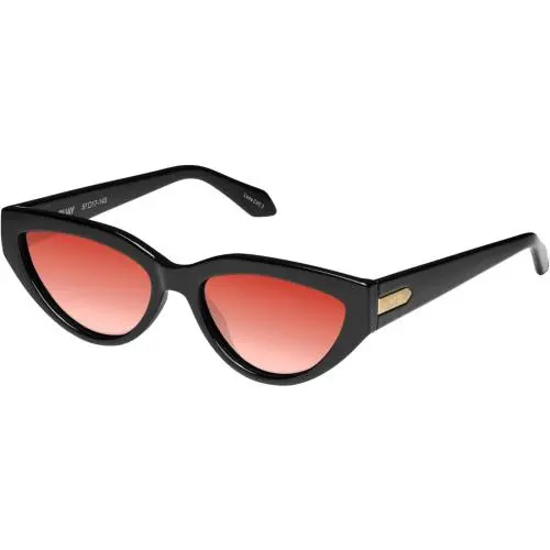 Quay Narrow Down Women`s Cat Eye Polarized Sunglasses Gloss Black 57mm 10 Option Red Mirror Polar by QUAY