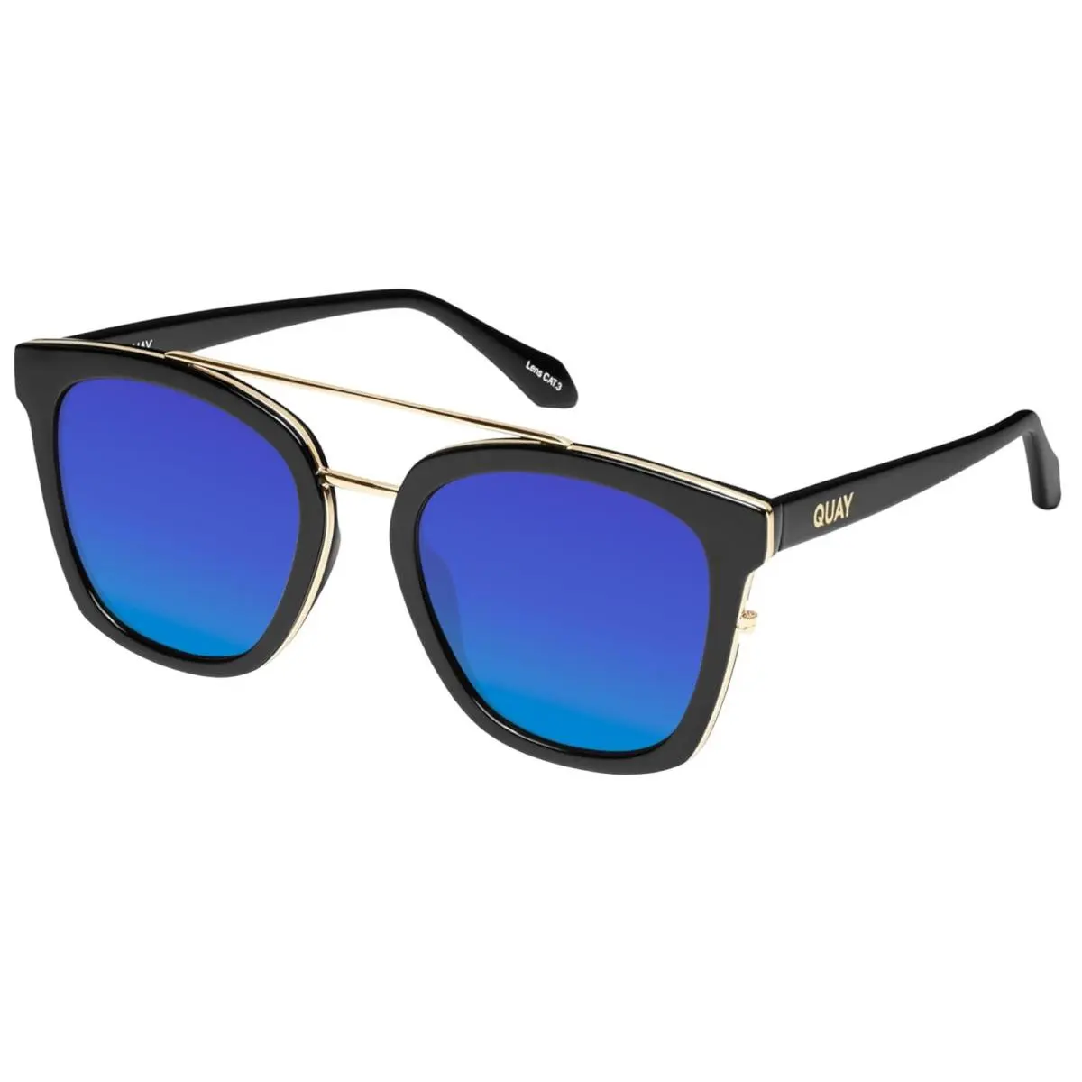 Quay Sweet Dreams Unisex Panthos Polarized Sunglasses Gloss Black 54mm 10 Option Blue Mirror Polar by QUAY