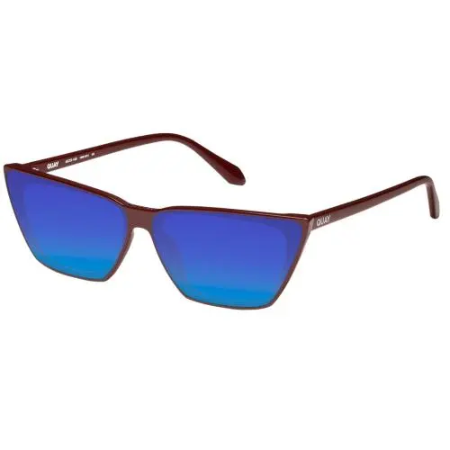 Quay Bad Habit Women Cateye Polarized Sunglasses Oxblood Red 65mm 4 Lens Options Blue Mirror Polar by QUAY