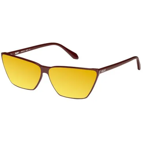 Quay Bad Habit Women Cateye Polarized Sunglasses Oxblood Red 65mm 4 Lens Options Gold Mirror Polar by QUAY
