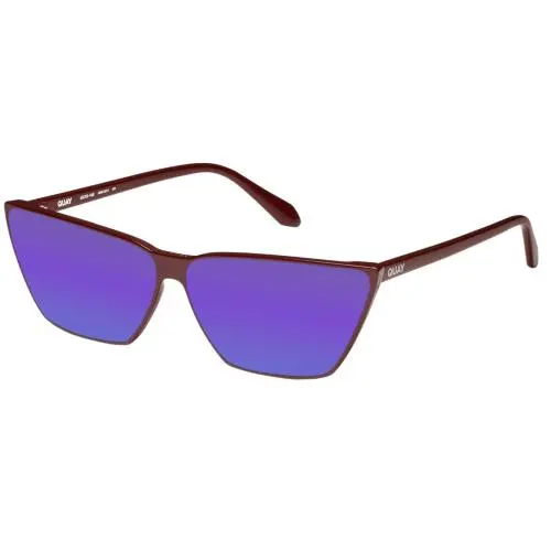 Quay Bad Habit Women Cateye Polarized Sunglasses Oxblood Red 65mm 4 Lens Options Purple Mirror Polar by QUAY
