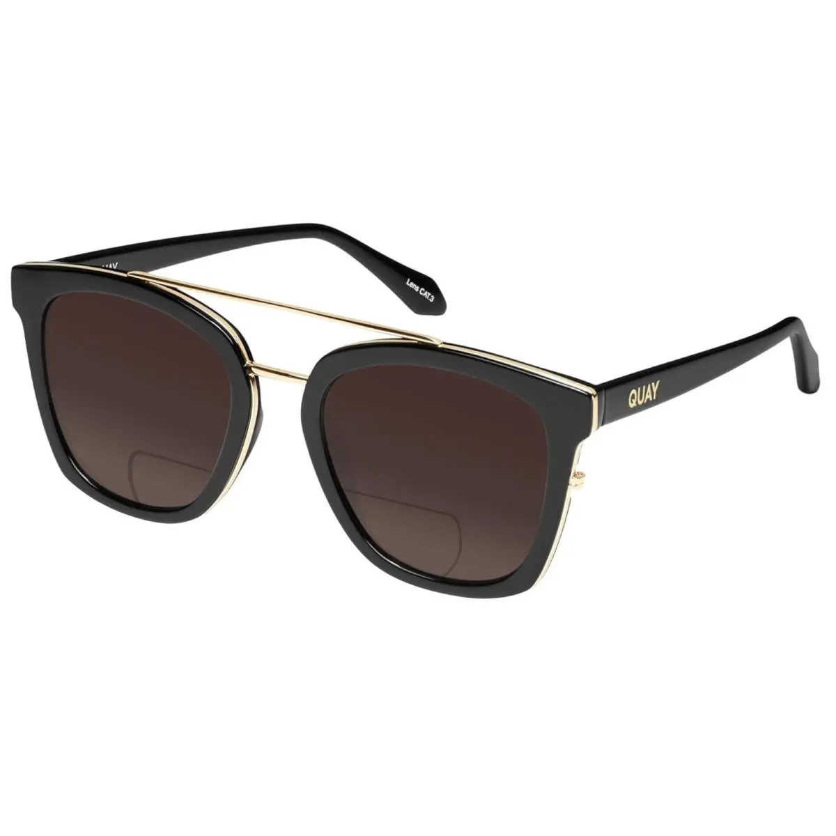 Quay Sweet Dreams Unisex Panthos Polarized Bi-focal Sunglasses Gloss Black 54 mm Brown by QUAY